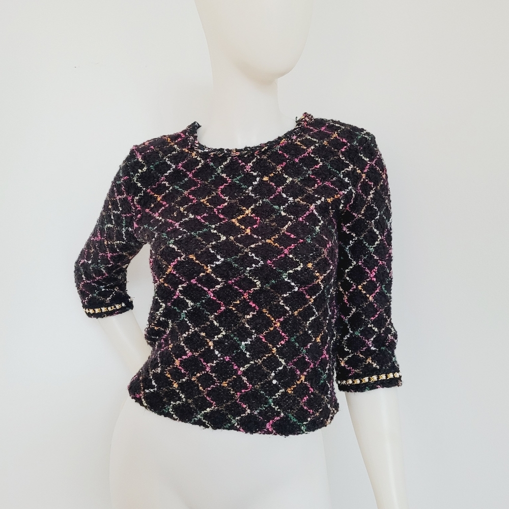 Zara boucle multi color knit sweater size small